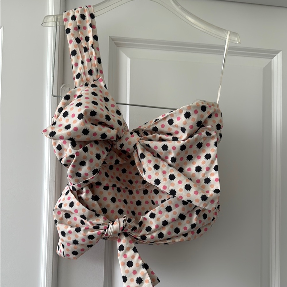 Anthropologie Floral Asymmetrical Top - Pink, Black, White